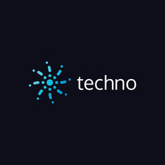 abstract blue spark tech logo design