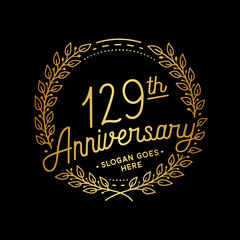 129 years anniversary celebrations design template. 129th logo. Vector and illustrations.
