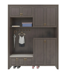 4 Column wardrobe and hangers transparent. Png