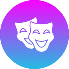 Theater Masks Gradient Circle Glyph Inverted Icon