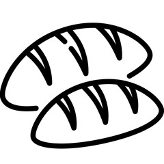 French bread icon. Outline design. For presentation.