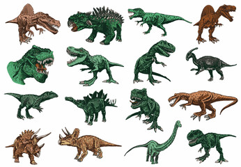Vector set of color dinosaurs isolated on white background, dino collection © Vita