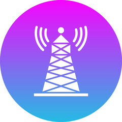 Signal Tower Gradient Circle Glyph Inverted Icon