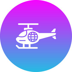 Helicopter Gradient Circle Glyph Inverted Icon