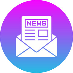 Newsletter Gradient Circle Glyph Inverted Icon