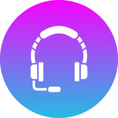 Fototapeta na wymiar Headphones Gradient Circle Glyph Inverted Icon