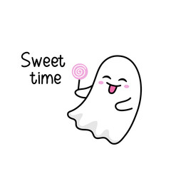 cute ghost with halloween lollipop