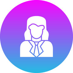 Female Accountant Gradient Circle Glyph Inverted Icon