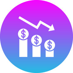 Depreciation Gradient Circle Glyph Inverted Icon