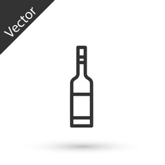 Grey line Glass bottle of vodka icon isolated on white background. Vector