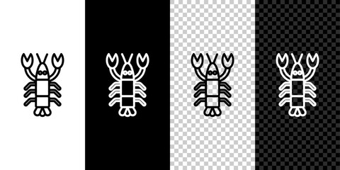 Set line Lobster icon isolated on black and white background. Vector.
