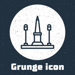 Grunge line Place De La Concorde in Paris, France icon isolated on grey background. Monochrome vintage drawing. Vector