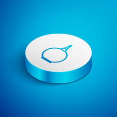 Isometric line Enema icon isolated on blue background. Enema with a plastic tip. Medical pear. White circle button. Vector Illustration