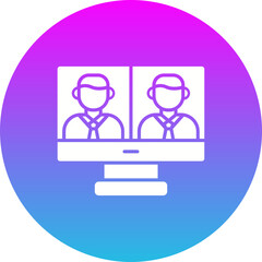 Video Call Gradient Circle Glyph Inverted Icon