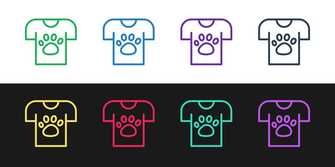 Set line Animal volunteer icon isolated on black and white background. Animal care concept. Vector