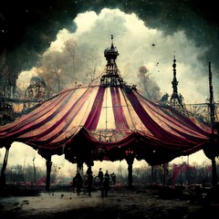 3D rendering of a circus tent with beautiful lighting in the background - obrazy, fototapety, plakaty