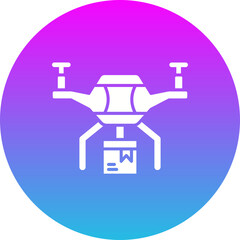 Drone Delivery Gradient Circle Glyph Inverted Icon