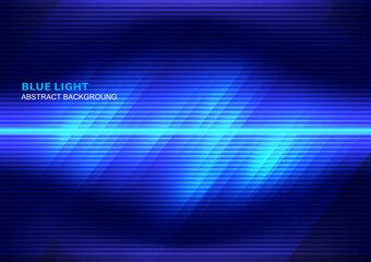 Line blue light laser on dark abstract background.