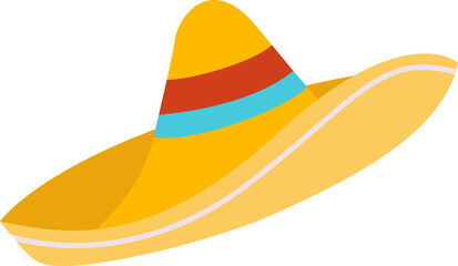 Mexican sombrero with ribbon isolated illustration