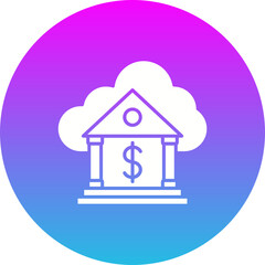 Cloud Banking Gradient Circle Glyph Inverted Icon