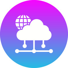Cloud Network Gradient Circle Glyph Inverted Icon