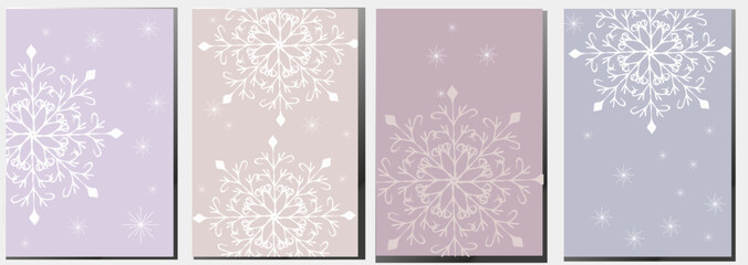 Social media banners Winter, beautiful set of social media post templates with minimal abstract organic shapes,can also be used for card,cover,invitation, background, textile or interior decor.Vector 