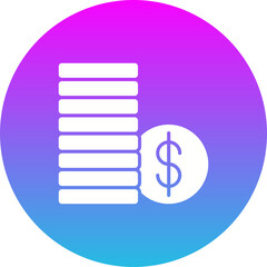 Coins Gradient Circle Glyph Inverted Icon