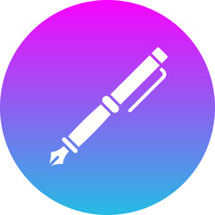 Fountain Pen Gradient Circle Glyph Inverted Icon