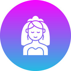 Bride Gradient Circle Glyph Inverted Icon