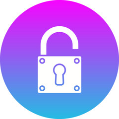 Unlock Gradient Circle Glyph Inverted Icon