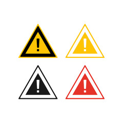 Triangular warning symbols with exclamation mark. Vector illustration
