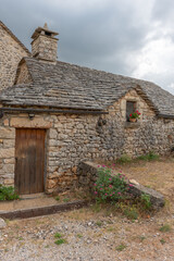 Stone house, traditional house of Causse mejean, limestone architecture.