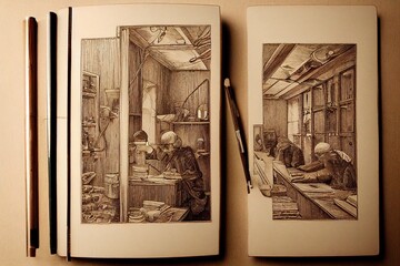 Bookbinders ,Hand Drawn V1 High quality 2d illustration