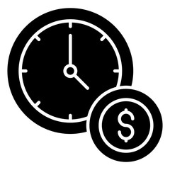 Dollar inside clock, icon of time is money