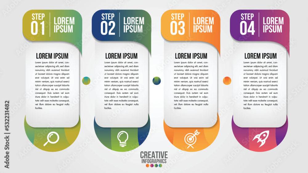 Poster vector infographic template label thin line design with icons and 4 options or steps.business concep