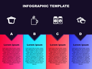 Set line Cooking pot, Coffee cup, Salt and pepper and . Business infographic template. Vector
