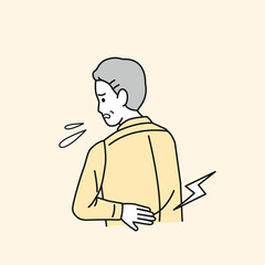 腰痛　腰が痛む中年の男性　ぎっくり腰　ヘルニア　症状　イラスト
