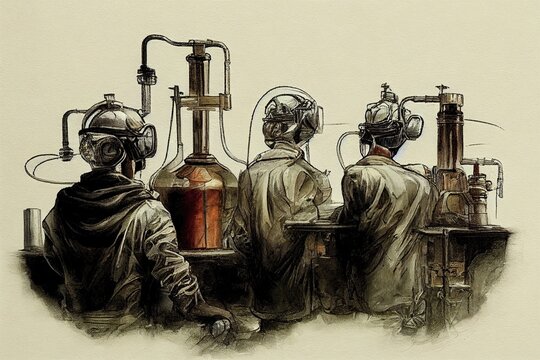 Chemical Engineers ,Hand Drawn V1 High quality 2d illustration