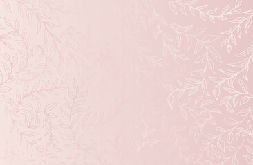 Pink background. Leaf cover design background or wallpaper. Abstract background. Leaf pink gradient on pink background. Elegant pattern for luxury invitation, menu, botanical poster, wedding invite