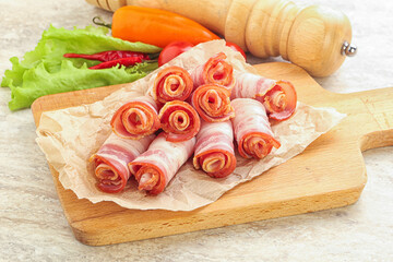 Bacon roll slice for breakfast