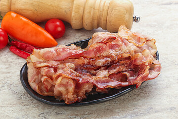 Fried bacon snack for breakfast