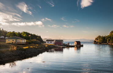 Fototapeta premium Quiet morning on rural fishing community in Newfoundland, Canada.