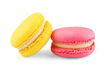 Colorful French Macaroons Collection isolated on white