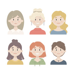 Set of female avatars. Girl icons are in flat style. Portraits of women. Vector illustration