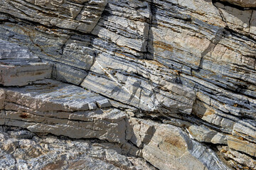 closeup of grey layered rocks