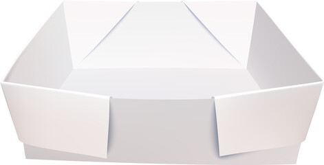 Paper Origami Hand Crafted Box Template Isolated On White Background. 3d Photo Realistic Illustration
