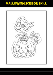 Halloween scissor skill for kids. Halloween scissor skill coloring page for kids.