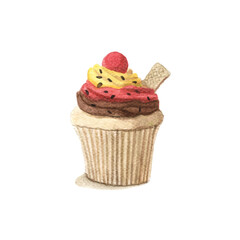 cupcake with icing and sprinkles