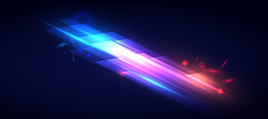 Fototapeta na wymiar Glowing light speed lines movement futuristic background 
