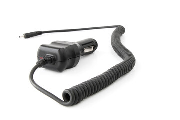 Car phone-charger erterte, on isolated white